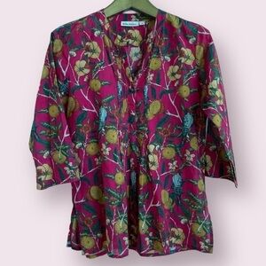 Roller Rabbit Isla Arles magenta top size xs nwot